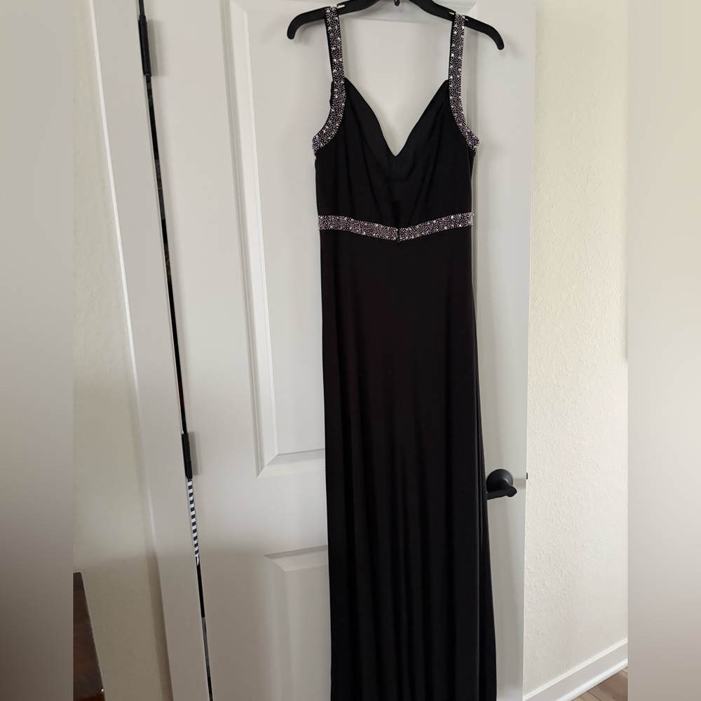 Cachet Black Maxi Dress with Sparkle Trim